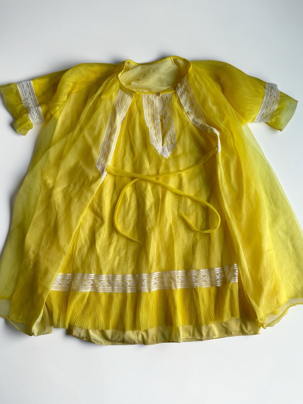 Vintage Yellow Party Dress Set With Sheer Jacket Petite